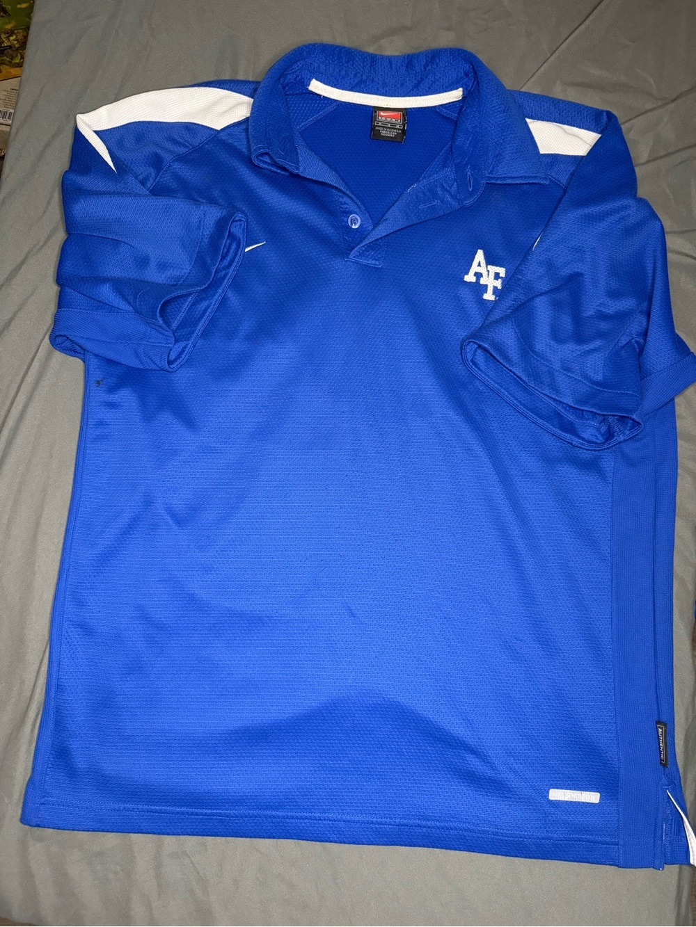 Nike Royal Blue Polo with White AF Logo and Shoulder Accents